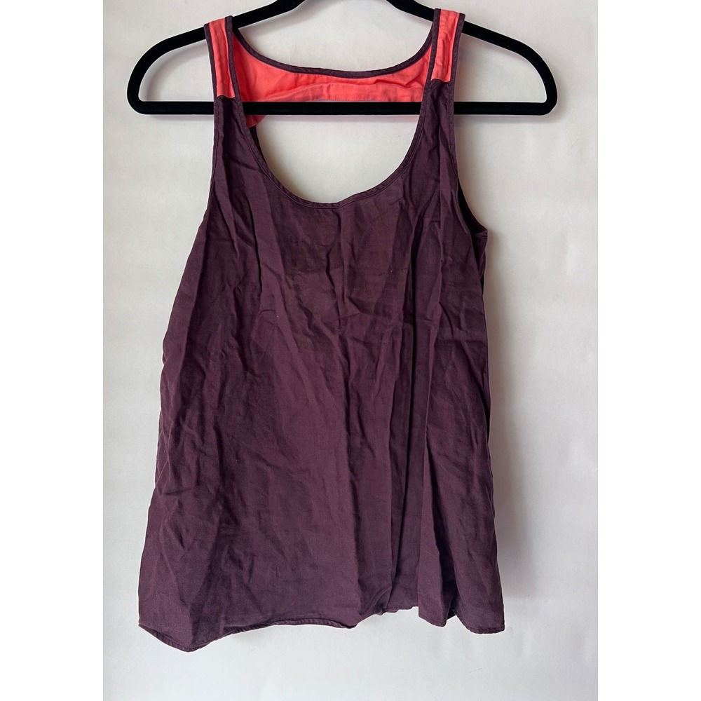 Patagonia Womens Organic Cotton Tencel Tank Top Burgundy Coral Size 8 Cutout
